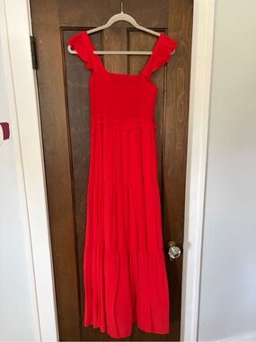 Nanette Lepore Red Maxi Dress with Ruffle Straps